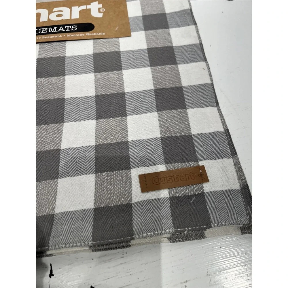 Cuisinart gray white‎ Check Set of 4 Placemats Wrinkle Resistant 13 x 19